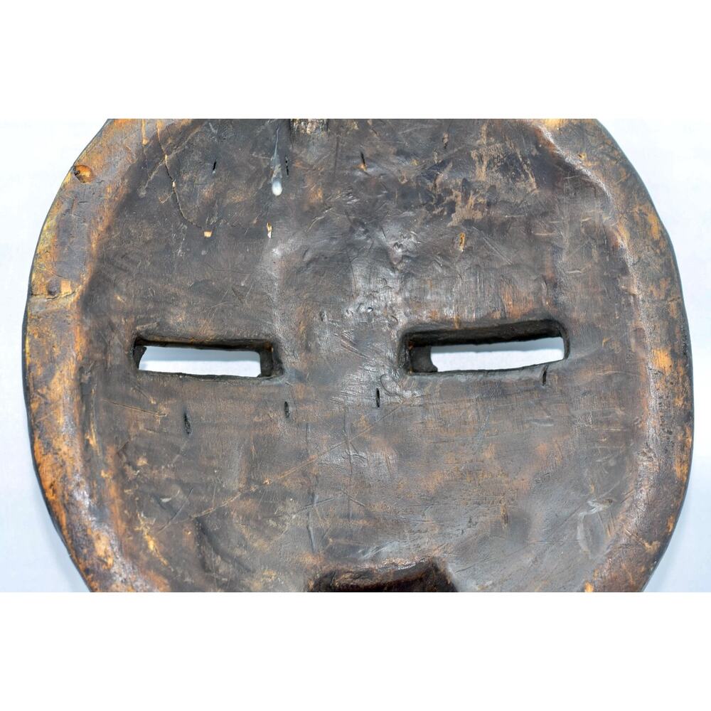 African Baluba Wood Brass Beaded Mask Luba Handmade Ceremonial Bantu Art - Picture 10 of 13